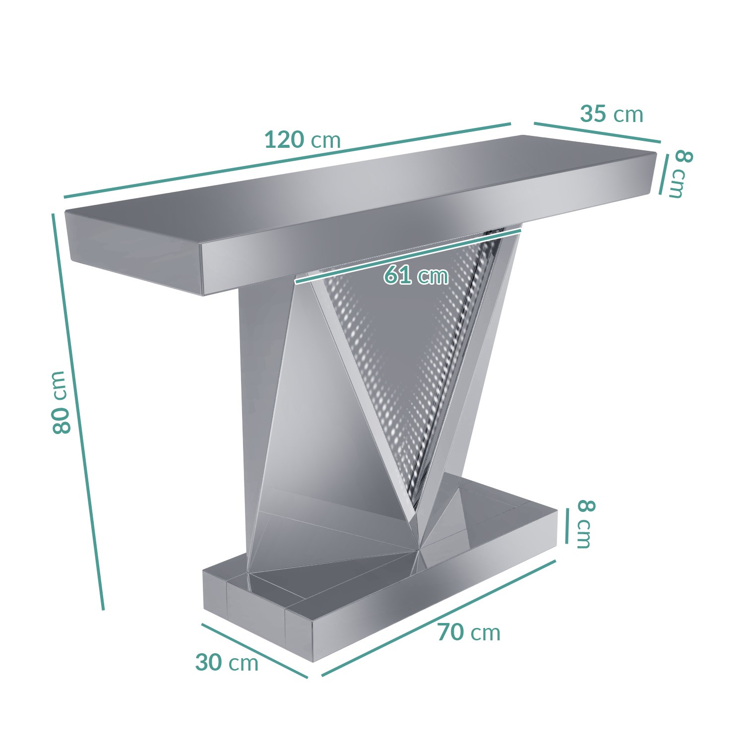 Narrow Mirrored Console Table with Infinity LED Feature - Jade Boutique ...