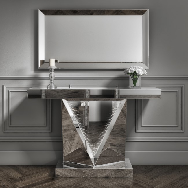 Narrow Mirrored Console Table with Infinity LED Feature - Jade Boutique