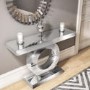Narrow Mirrored Hall Console Table with Panelled Design - Jade Boutique
