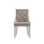 GRADE A1 - Pair of Mink Knocker Chairs in Velvet with Chrome Legs & Studs - Jade Boutique 