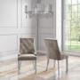 GRADE A1 - Pair of Mink Knocker Chairs in Velvet with Chrome Legs & Studs - Jade Boutique 