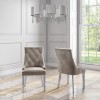 GRADE A1 - Pair of Mink Knocker Chairs in Velvet with Chrome Legs &amp; Studs - Jade Boutique 