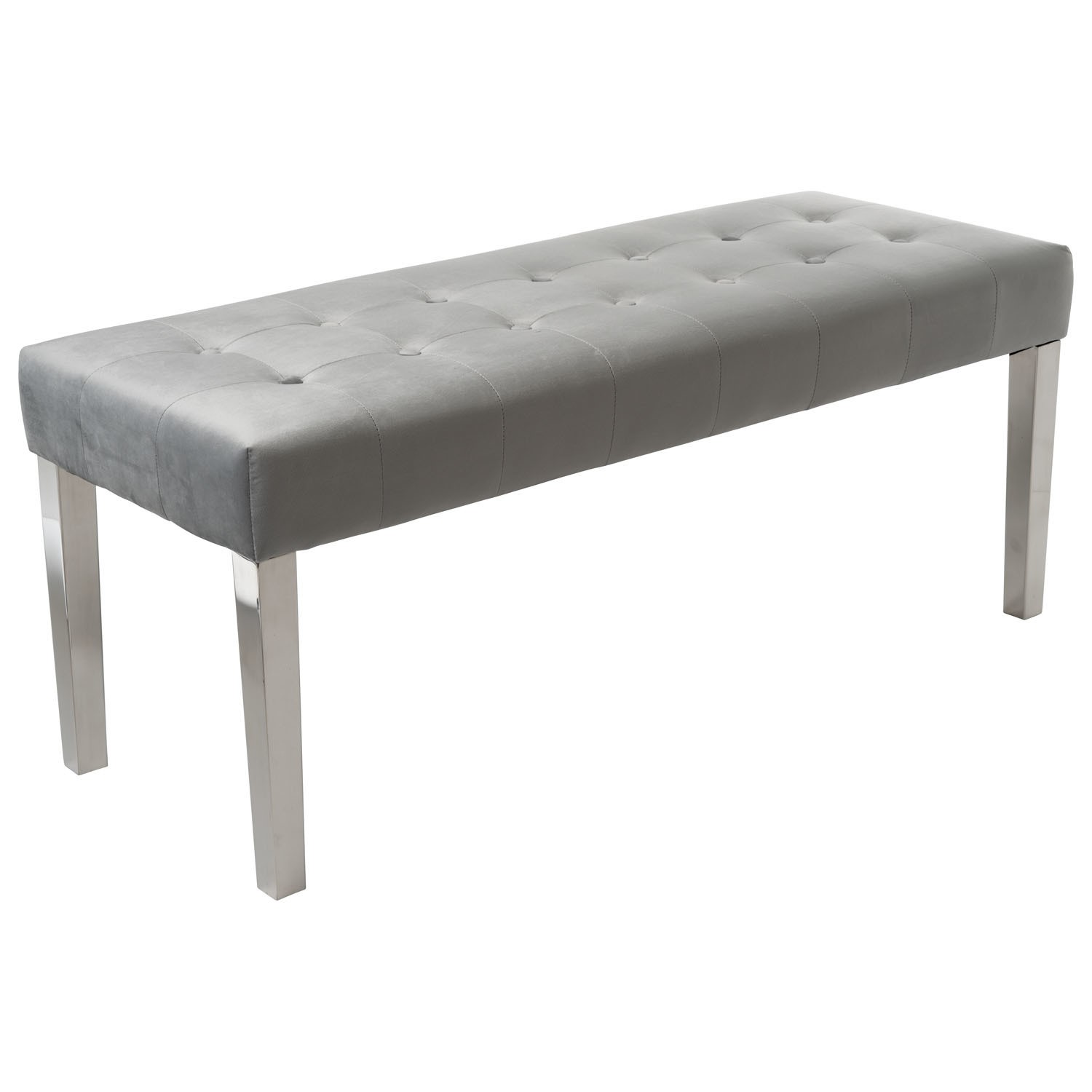 Grey Velvet Dining Bench With Chrome Legs Jade Boutique Furniture123
