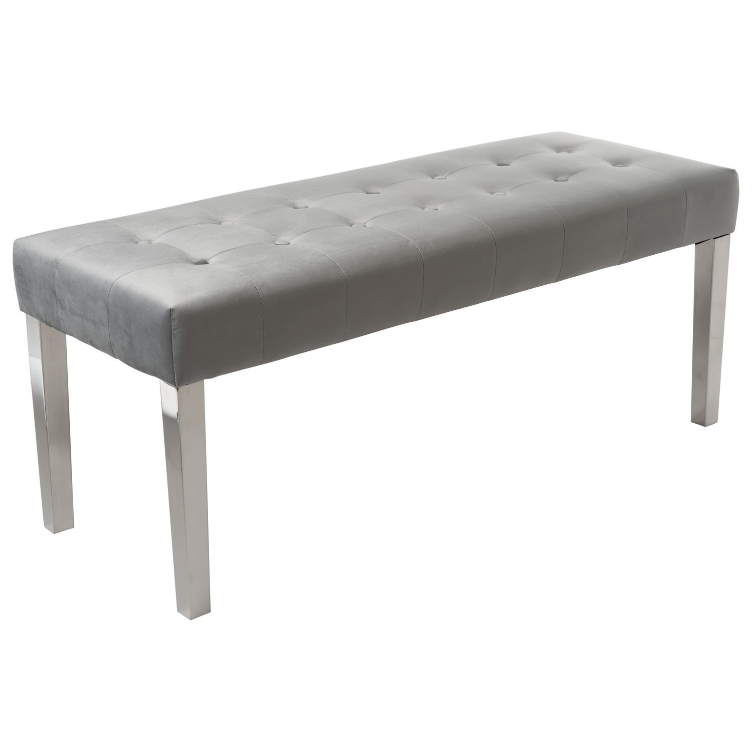 Grey Velvet Dining Bench With Chrome Legs Jade Boutique