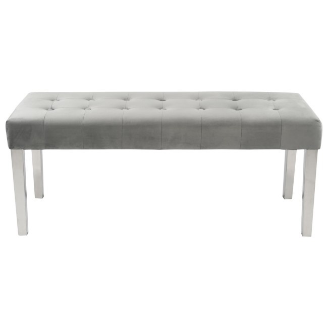 Grey Velvet Dining Bench with Chrome Legs - Seats 2 - Jade Boutique 