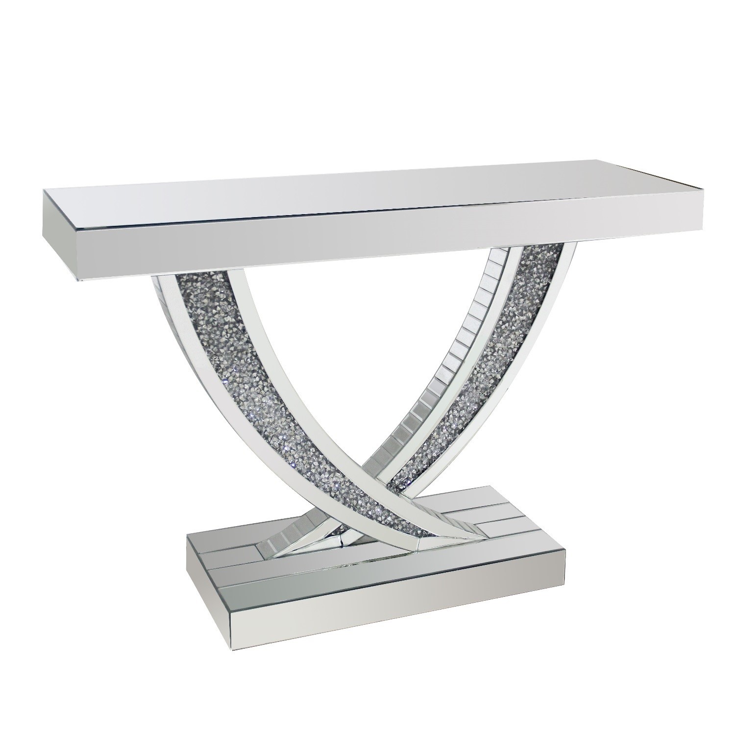 Narrow Mirrored Hall Console Table With, Mirrored Narrow Side Table