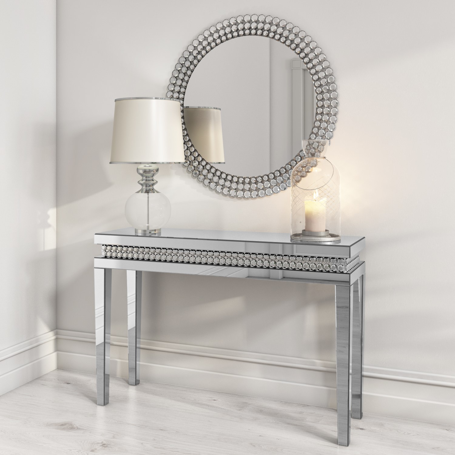 Narrow Mirrored Hall Console Table With, Slim Mirrored Console Table Uk