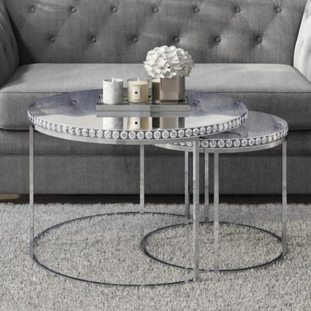Round Mirrored Coffee Tables With, Silver Round Side Table Uk