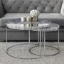 GRADE A1 - Round Mirrored Coffee Tables with Diamond Gems - Set of 2 - Jade Boutique
