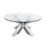 GRADE A1 - Round Coffee Table with Glass Top and Silver Glitter Base - Jade Boutique