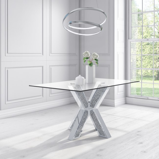 GRADE A2 - Rectangle Glass Top Dining Table - Seats 6 - Jade Boutique