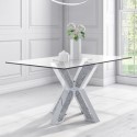 A1/Jad017 ONLY OPENED - Glass Top Rectangle Mirrored and Glitter Dining Table - Seats 6 - Jade Boutique