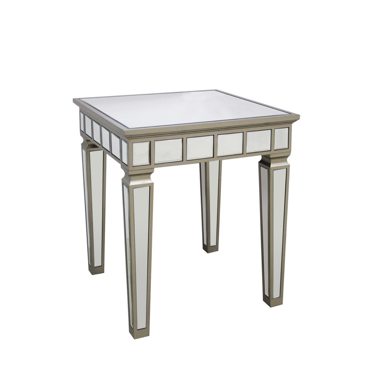 Mirrored Side Table With Gold Detailing, Thin Mirrored Side Table