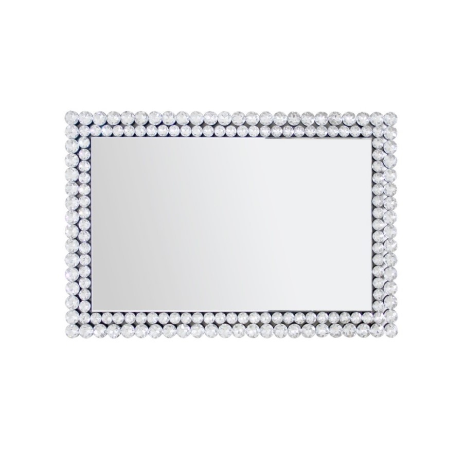 Rectangle Wall Mirror with Silver Diamond Gems - Jade Boutique