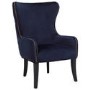 Navy Blue Velvet Armchair with Black Legs and Brass Studs - Jade Boutique