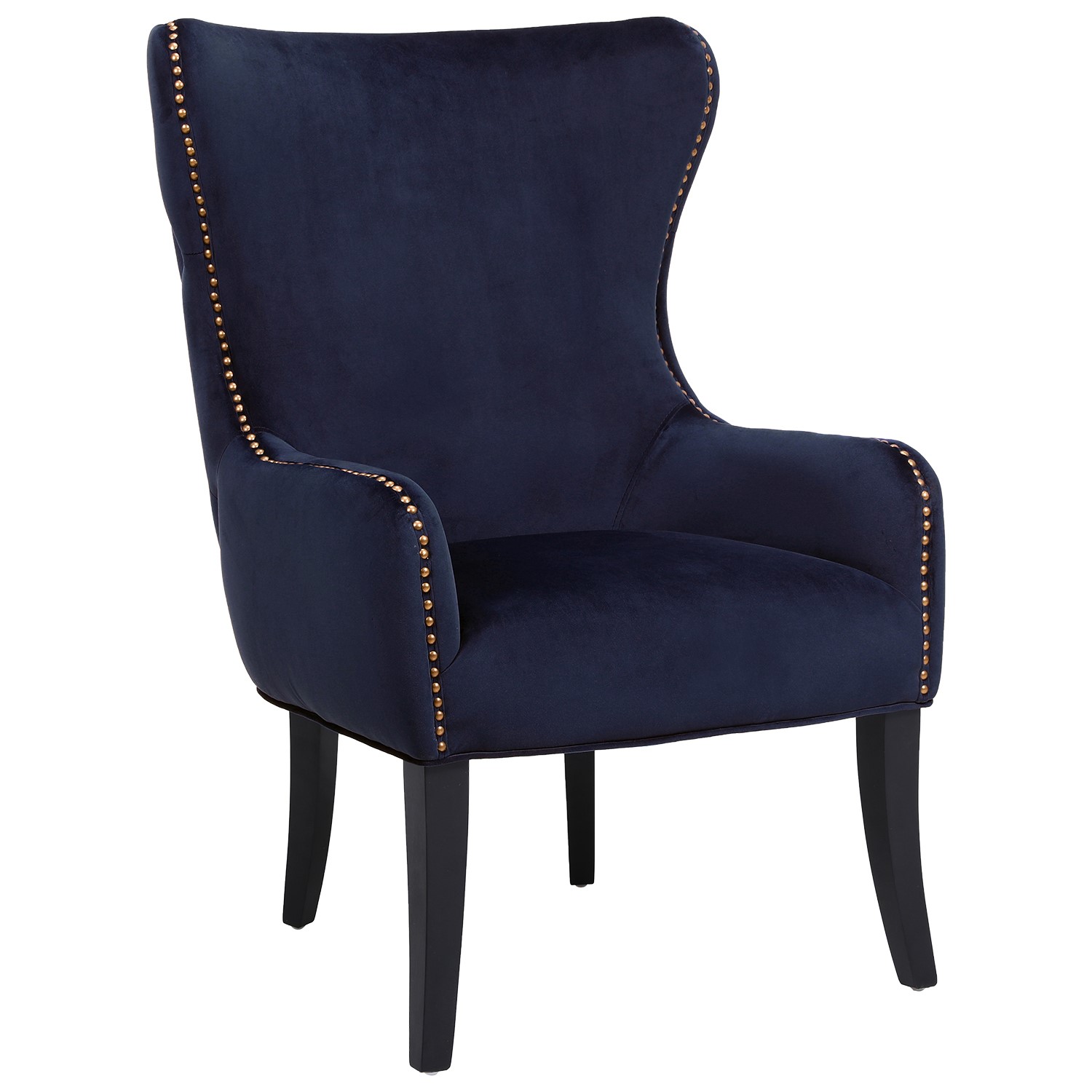 Navy Blue Velvet Armchair With Black Legs And Brass Studs Jade Boutique Furniture123 Navy Blue Velvet Armchair With Black Legs And Brass Studs Jade Boutique Furniture123
