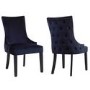 GRADE A1 - Pair of Navy Blue Velvet Dining Chairs with Buttoned Back - Jade Boutique