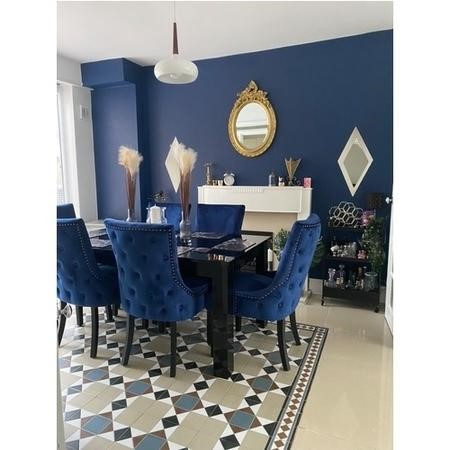 Pair Of Navy Blue Velvet Dining Chairs, Blue Velvet Dining Arm Chairs