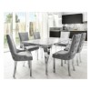 GRADE A1 - Pair of Button Back Grey Velvet Dining Chairs - Jade Boutique