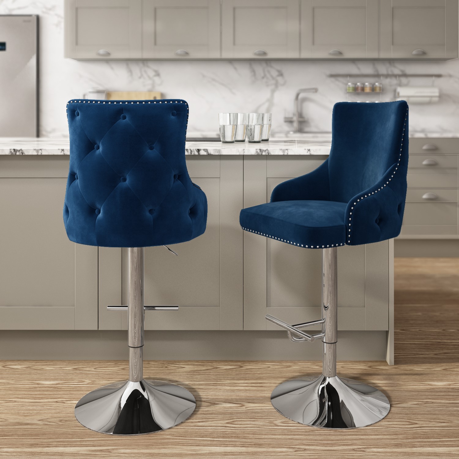 Navy Blue Velvet Swivel Bar Stool Jade Boutique Furniture123 Navy Blue Velvet Swivel Bar Stool Jade Boutique Furniture123