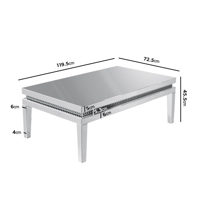 GRADE A1 - Mirrored Coffee Table with Diamond Gems - Jade Boutique