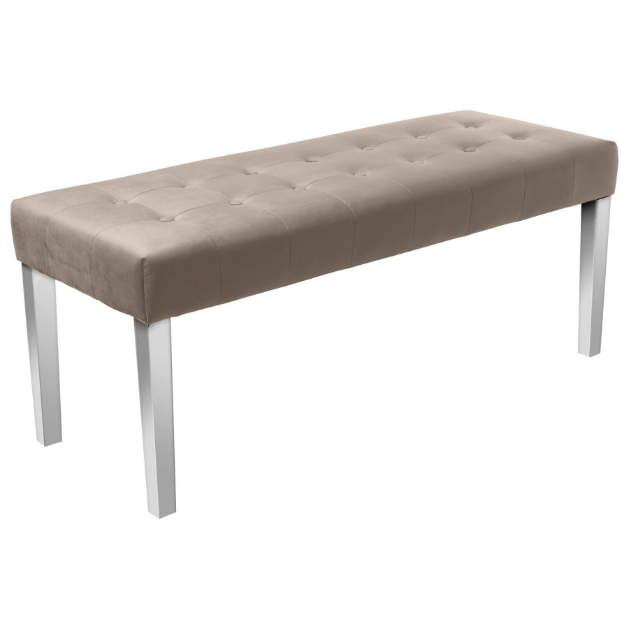 Mink Velvet Dining Bench with Chrome Legs - Seats 2  - Jade Boutique