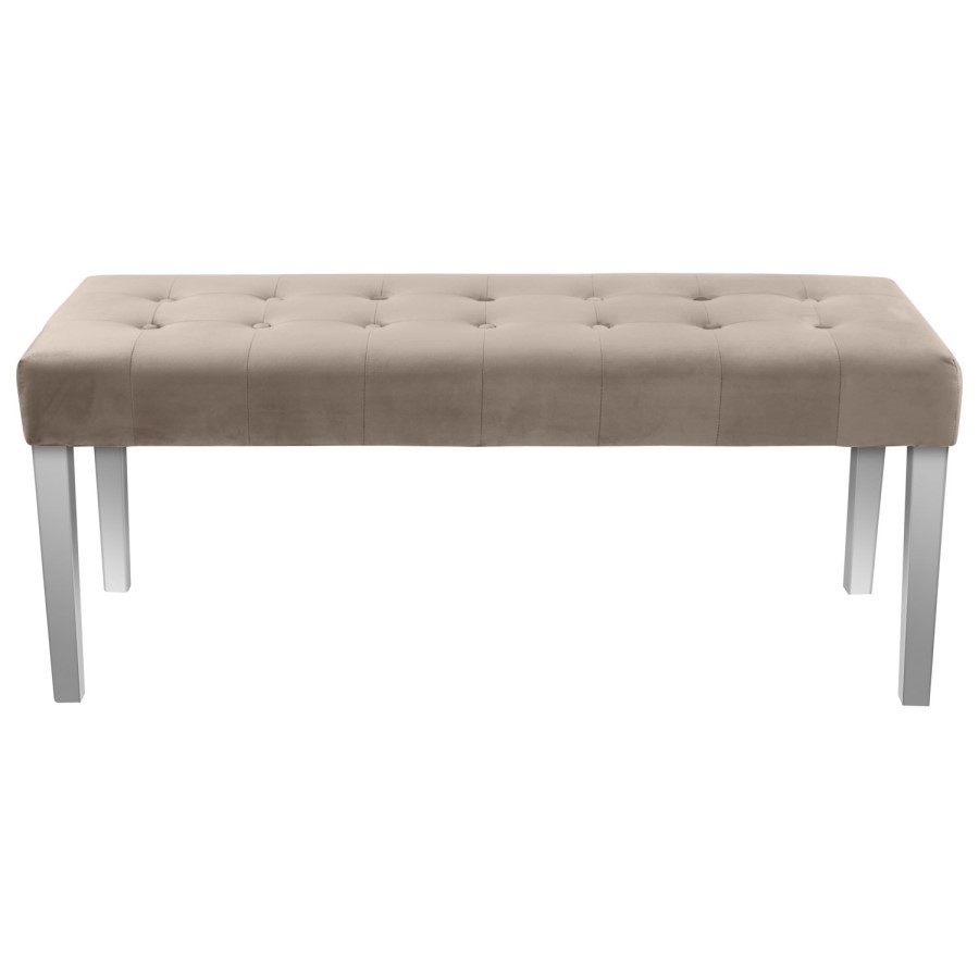 Mink Velvet Dining Bench with Chrome Legs - Seats 2  - Jade Boutique