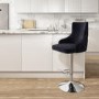 Black Velvet Swivel Bar Stool - Height Adjustable - Jade Boutique