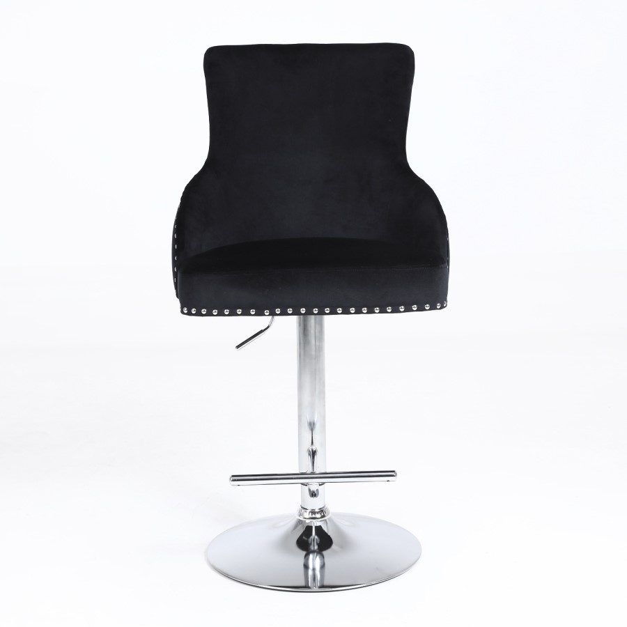 Black Velvet Swivel Bar Stool - Height Adjustable - Jade Boutique