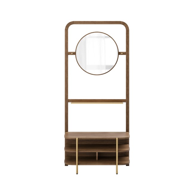 Eucalyptus Wood Hall Tree with Mirror and Shoe Rack - Joana