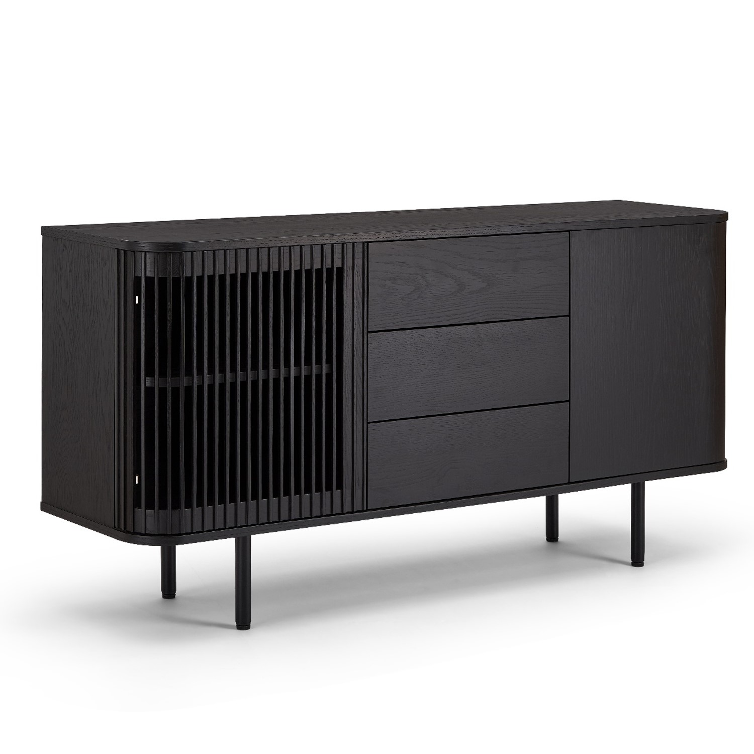 Photo of Large black wooden sideboard with drawers - jarel