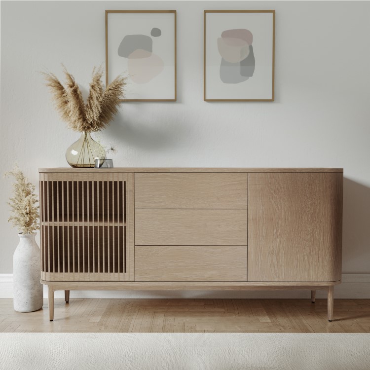 ONLY OPENED - Large Light Oak Sideboard with Drawers - Jarel