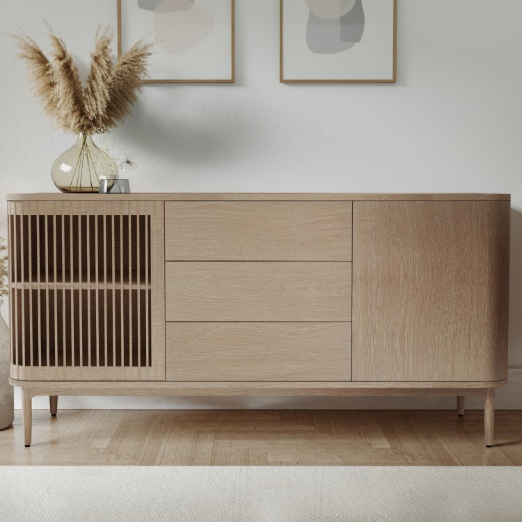 ONLY OPENED - Large Light Oak Sideboard with Drawers - Jarel