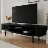 Wide Black Oak TV Stand with Storage - TV&#39;s up to 77&quot; - Jarel