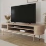 Wide Light Oak TV Stand with Storage - TV's up to 77" - Jarel