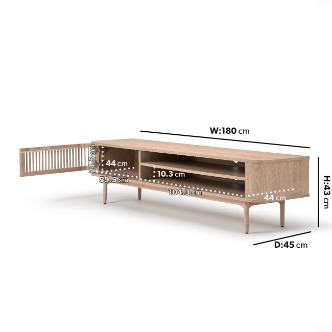 Wide Light Oak TV Stand with Storage - TV's up to 77" - Jarel