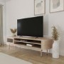 Wide Light Oak TV Stand with Storage - TV's up to 77" - Jarel