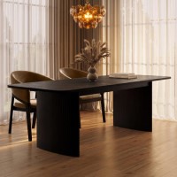 Large Black Oak Extendable Dining Table - Seats 6 - 8 - Jarel