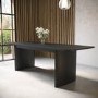 ONLY OPENED - Black Oak Extendable Dining Table - Seats 8 - Jarel