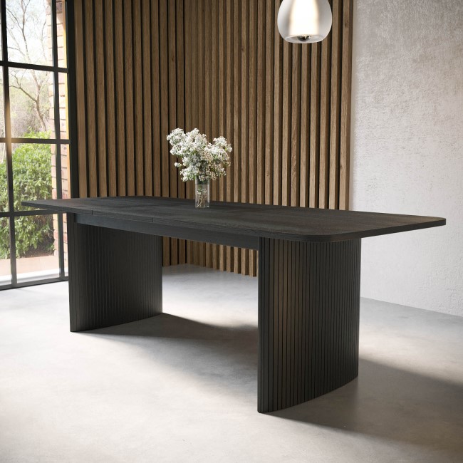 Large Black Oak Extendable Dining Table - Seats 6-8 - Jarel - Furniture123
