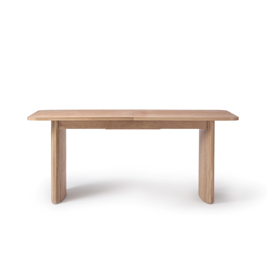 Large Rectangular Light Oak Extendable Dining Table Set with 6 White Boucle Chairs - Seats 6 - Jarel