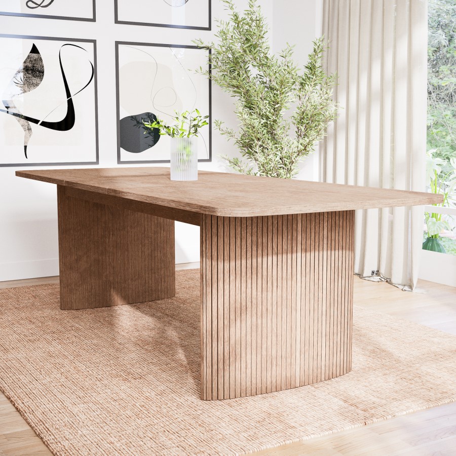 GRADE A2 - Large Light Oak Extendable Dining Table - Seats 6-8 - Jarel