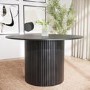 GRADE A2 - Round Black Oak Dining Table - Seats 4 - Jarel