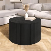 Round Black Oak Coffee Table with Storage - Jarel Round Black Oak Coffee Table with Storage - Jarel