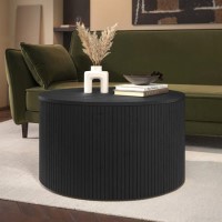 Round Black Coffee Table with Storage - Jarel