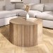 Round Oak Coffee Table with Storage - Jarel