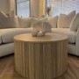 ALMOST PERFECT - Round Oak Coffee Table with Storage - Jarel