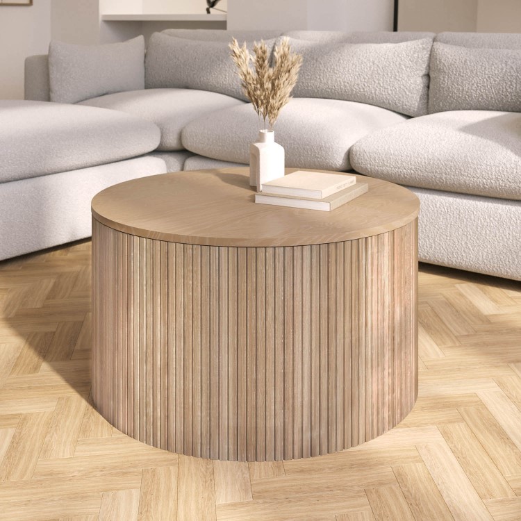 ONLY OPENED - Light Oak Ottoman Storage Coffee Table - Jarel