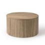 Round Oak Coffee Table with Storage - Jarel