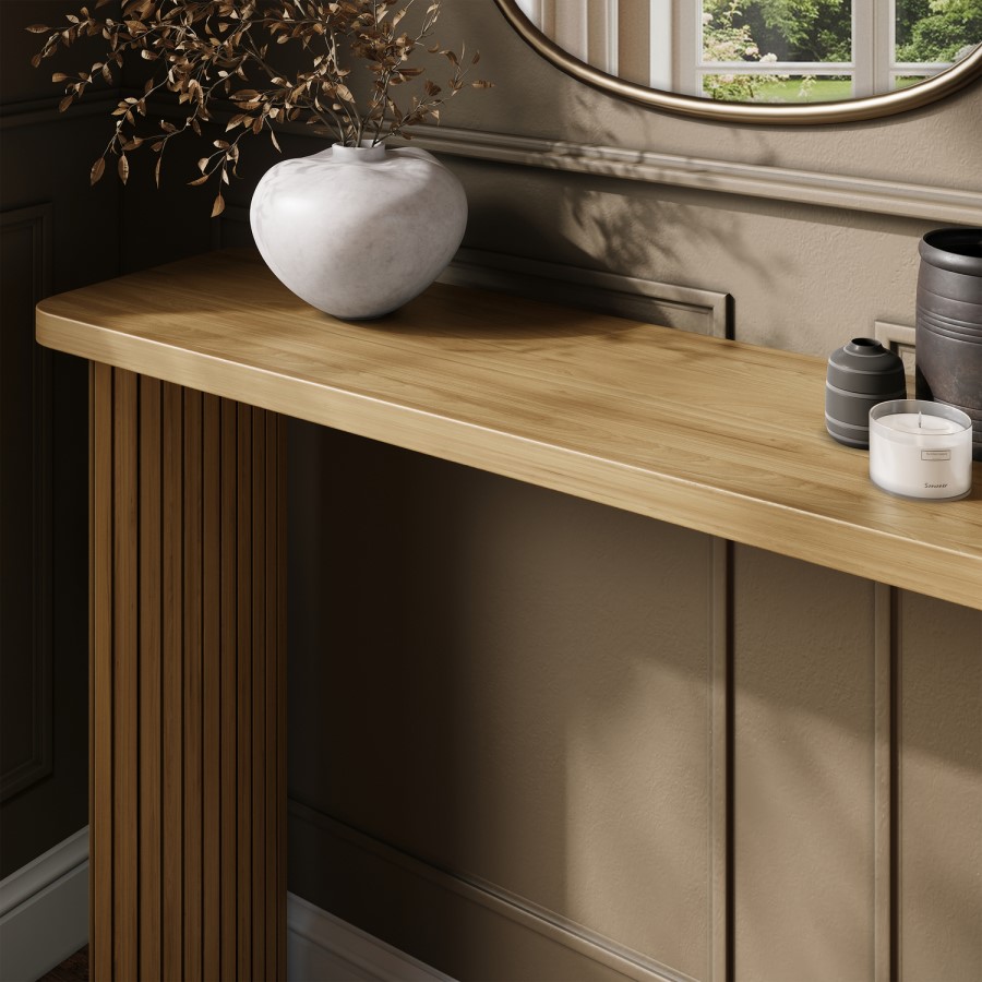 Slim & Narrow Oak Console Table - Jarel
